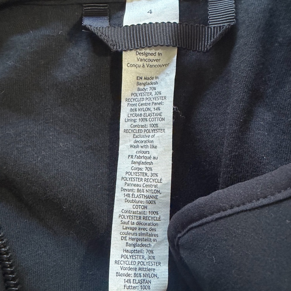 Lululemon Collarless Textured Fleece Full Zipjacket in black,Size 4 - Picture 9 of 11